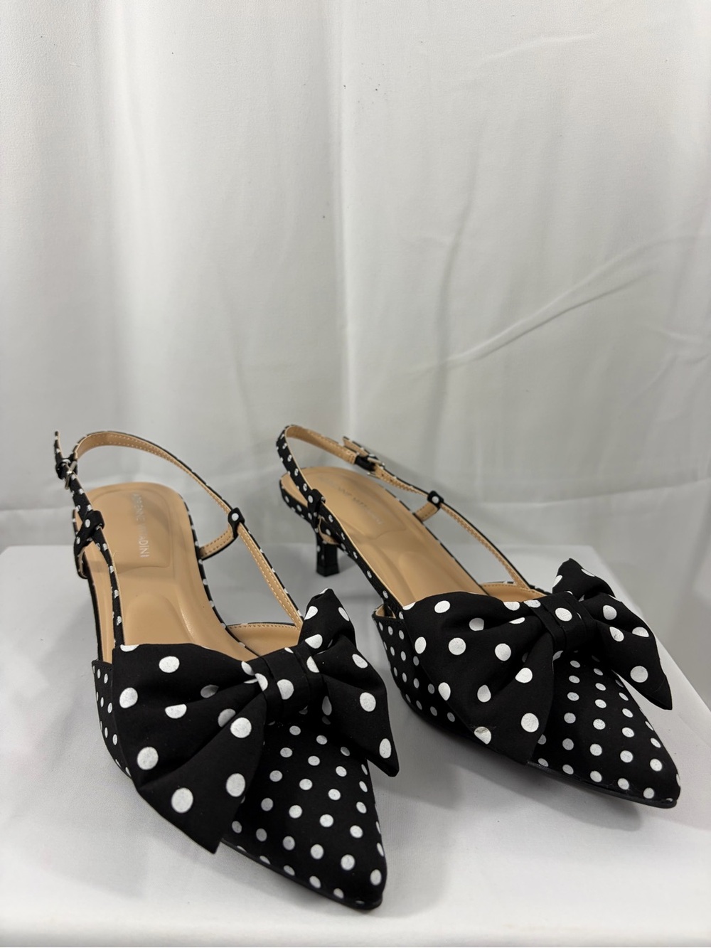 NWT Adrienne Vittadini Women’s Size 10 Black and White Polka Dot Pump Heels